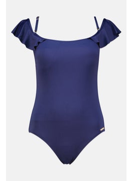 Buy Women Plain Padded One Piece, Navy in UAE