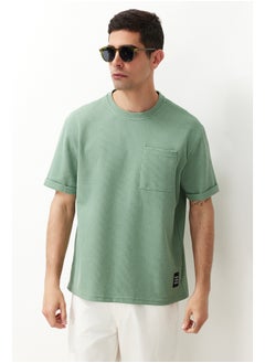 Buy Basic Mint Relaxed/Comfortable Fit Textured Waffle Pocket Label Short Sleeve T-Shirt TMNSS23TS00077 in Egypt