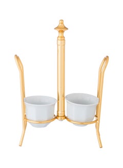 Buy Double Arabic coffee Cup Holder In Gold in Saudi Arabia