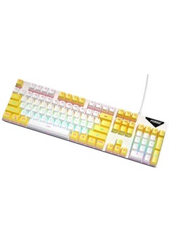 Buy FVQ302 Mixed Color Wired Mechanical Gaming Illuminated Keyboard (white yellow) in Egypt