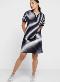 Buy Polo Neck Striped Dress in Saudi Arabia