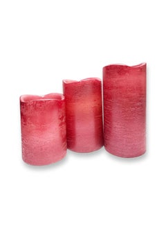 Buy Party 3pcs Flameless Candles Bright Red Glittered Color LED Candle Sets for Holiday Seasons Decorations in UAE