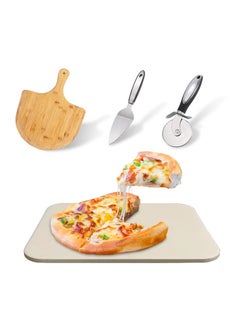 Buy Pizza Stone for Oven and Grill Wooden Pizza Peel Paddle Durable and Safe Baking Stone for Gril 38x30 CM in UAE