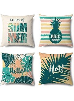 Buy Green Cushion Covers Leaf Outdoor Waterproof Cushion Covers Set Of 4 Tropical Plant Square Linen Throw Pillow Covers Suitable For Sofa Garden Terrace Home Decorative Cushion Cover 18 X 18 Inch in Saudi Arabia