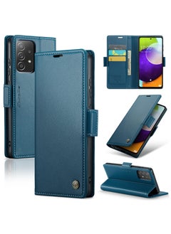 Buy CaseMe Flip Wallet Case For Samsung Galaxy A52 4G /A52 5G RFID Blocking PU Leather Wallet Flip Folio Case with Card Holder Kickstand Shockproof Phone Cover - Blue in Egypt