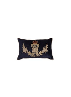 Buy Emblem Hand Embroidered Filled Cushion 30x50cm - Black in UAE