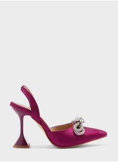 Buy Satin Bow Interest Heel Pump in Saudi Arabia