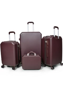 Buy 4-Piece Morano Luggage Trolley Bag Set with External Zipper for Extra Storage Size 28''-24''-20'' Dark Coffee in Saudi Arabia