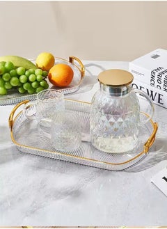 Buy Acrylic Tray with Gold Handles Elegant Design, Decorative Serving Tray for Jewelry and Candles, Bathroom Table Organizer (Clear), Serving Trays for Parties and Events in Saudi Arabia