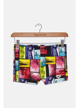 Buy Men Allover Print Swim Trunks, Black Combo in Saudi Arabia