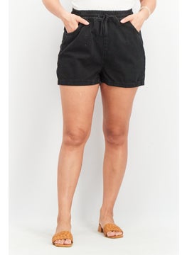 Buy Women Dark Wash Denim Carpenter Short, Black in Saudi Arabia