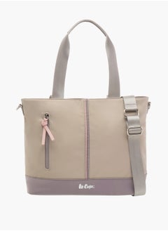 Buy Women Colourblock Tote Bag with Tassels and Zip Closure in UAE