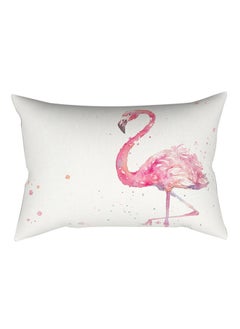 Buy Flamingo Design Pillow Cover Polyester White/Pink 30x50centimeter in UAE