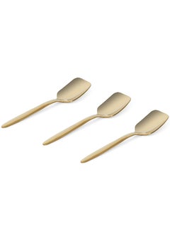 Buy Freya 3-Piece Ice Cream Spoon Set, Gold - 12 cm in UAE