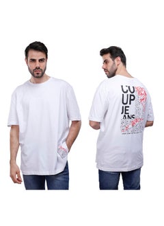 اشتري Coup Printed T-Shirt For Men - loose Fit Fit - White - Multi Color في مصر