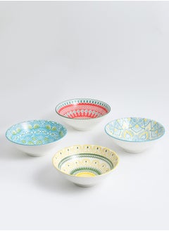 Buy 4-Piece Porcelain Bowl Set Multicolour in UAE