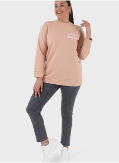 Buy Round Neck Graphic Detail Sweatshirt in Saudi Arabia