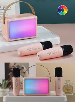 Buy Mini Karaoke Machine, Dual Wireless Bluetooth Karaoke Microphone with RGB Bluetooth Speaker, Portable Party Karaoke Speaker with Mic, Gifts for Kids and Adults (Pink) in UAE