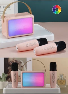 Buy Mini Karaoke Machine, Dual Wireless Bluetooth Karaoke Microphone with RGB Bluetooth Speaker, Portable Party Karaoke Speaker with Mic, Gifts for Kids and Adults (Pink) in UAE