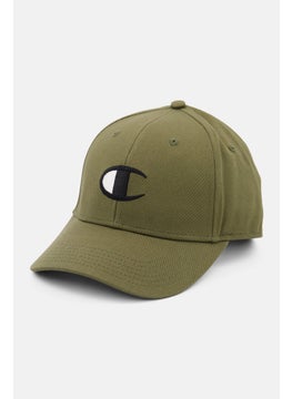 Buy Men Embroidered Logo Adjustable Cap, Olive in UAE