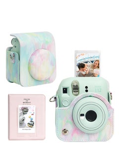 Buy Case for Fujifilm Instax Mini 12 Camera Protective PU Leather Bag Cover with Adjustable Shoulder Strap and Mini Photo Album 64 Pockets (Dream Bubble) in Saudi Arabia