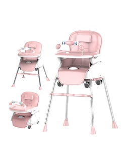 Buy Adjustable Multifunctional Portable Foldable Dining Highchair With Removable Tray-Pink in Saudi Arabia