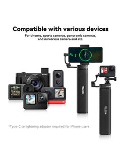 اشتري TELESIN Power Grip 35.4" Extension Selfie Stick Handler for Phone GoPro Mirrorless Camera, Waterproof Large Capacity Battery Charger Bank for Go Pro Hero 12 11 10 9 Insta360 DJI Action iPhone Android في الامارات