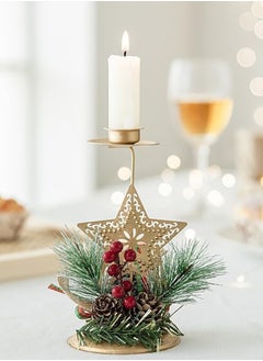 Buy Candle Holder Metal Candlestick Holders Set with Pine Cones Decorations Holiday Table Centerpieces Candle Holder for Xmas Wedding Dining Room Place Setting Decor in UAE