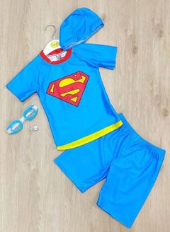 Buy 3-Pack Children's Swimsuit Swim Trunk Set Short Sleeve Sunscreen Swimsuit Children's Water Sports Swimsuit Sunscreen Swimsuit with Glasses Nose Plugs and Earplugs in UAE