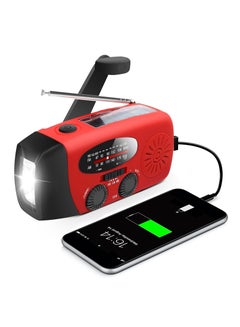 Buy Emergency Hand Crank Radio with LED Flashlight, AM/FM NOAA Portable Weather Radio with 2000mAh Power Bank Phone Charger, USB Charged and Solar Power for Camping, Emergency in UAE