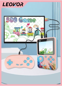 Buy Retro Mini Game Console, Pportable Handheld Game Console with Built-In 500 Classic Games, Support for Cnnecting to TV, 3.0 Inch Screen, Ideal Gift for Children and Friends (Pink) in Saudi Arabia