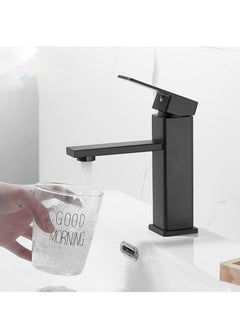 Buy Modern Basin Faucet Bathroom Black Chrome Brushed Faucet Deck Mounted Basin Sink Tap Mixer Hot & Cold Water Stainless Steel Faucet in Saudi Arabia