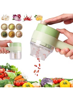 Buy VIO 4 in 1 Multifunctional USB Rechargeable Handheld Electric Vegetable Cutter Set Garlic Mud Masher Food Chopper, Portable Mini Wireless Food Processor Vegetable Cutter Slicer in UAE