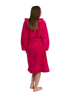 اشتري Pinkish Red Color Terry Check Design Bathrobe Medium Sizes with Double Front Pockets في الامارات