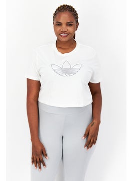 اشتري Women Plus Size Short Sleeves Training Crop Top, White في الامارات