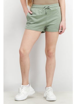 اشتري Women Sportswear Fit Drawstring Plain Training Shorts, Olive في السعودية