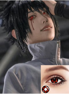 Buy Uchiha Sasuke Sharingan Naruto Yearly Colored Contact Lenses, Unisex Cosmetic Contact Lenses, Enlargement Collection, Cosplay, With Case in UAE