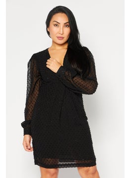 اشتري Women Textured Mini Casual Dress, Black في الامارات