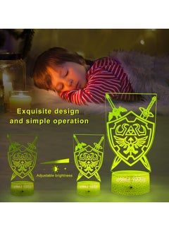 Buy 3D Legend of Zelda Night Light, Zelda Illusion Bedside Lamp (3 Patterns), 7 Color Change Decor Lamp with Remote, Decor Gifts for Boy Kids Girls Christmas Birthday in Egypt
