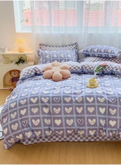 Buy Heart Checkered Design Purple Color Various Sizes Without Filler Bedding Set in UAE