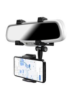 Buy Car Rearview Mirror Phone Holder Bracket Stand with 360 Degree Swivel and Adjustable Clips Universal Smartphone Cradle in UAE