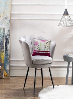 اشتري Home Town Floral Printed Polyester White/Pink Striped Cushion With Filler40X40Cm في السعودية
