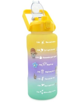 Buy VIO 2 Litre Water Bottle, Sports 2 in 1 Water Bottles with Straw and siper Time Mark Motivational Water Bottle Suitable for Office Gym Yoga and and Outdoor Sports (yellow-purple-green) in UAE