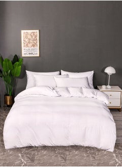 اشتري Premium King size 6 pieces Plain white striped design, bedding set. في الامارات