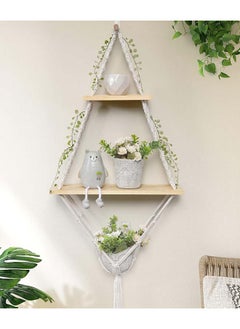 Buy Macrame Indoor Wall Hanging Shelf Hand Woven Bohemian Décor 136x40x20 in Egypt