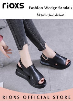 اشتري Women's Fashion Wedge Sandals Casual Non-Slip Thick Sole Platform Sandals Lightweight Open Toe Ankle Strap Sandals في الامارات