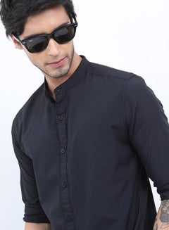 اشتري Mandarin Collar Slim Fit Cotton Casual Shirt في السعودية