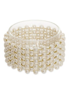 اشتري Maha Beaded Candle Holder, White - 6X4 Cm في الامارات