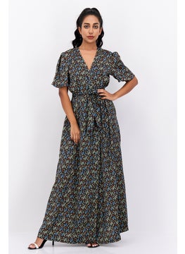 Buy Women Allover Print Maxi Dress, Black Combo in Saudi Arabia