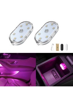 Buy Car LED Lights, Interior Portable Small Incar LED Touch Lights with 6 Bright LED Lamp Beads, USB Rechargeable Lighting Light Car Emergency Light (Purple Light) in UAE
